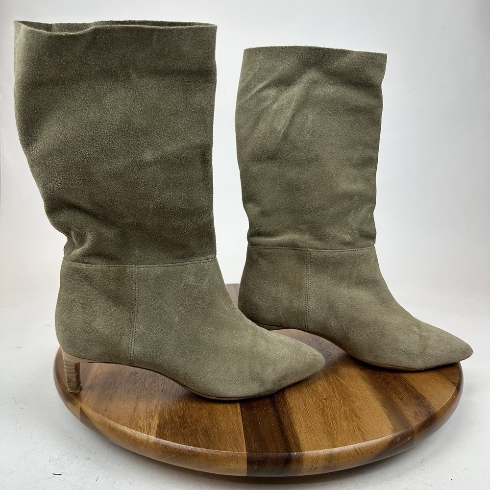 Womes Ba&sh Clarys Camel Brown Suede Mid Calf Kitten Heel Boots Size EU 37 GUC